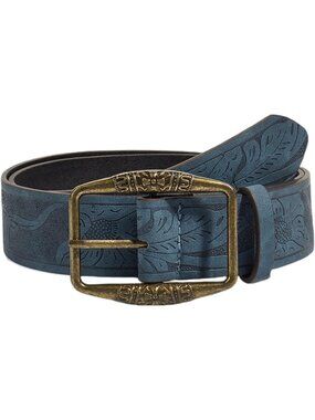Women Blue Soft Faux Leather Vintage Embossed Y2k Western Cowgirl Bucket Belt